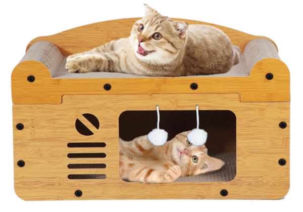 Cat Scratcher House, Cat Cardboard Box with 2 PCS Cat Scratch Pads